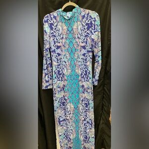 Lilly Pulitzer Blue & Aqua Floral Long-Sleeve Dress